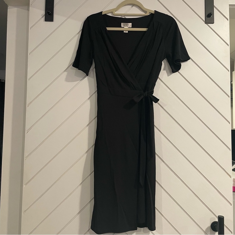 Ann Taylor LOFT LBD little black dress wrap formal style